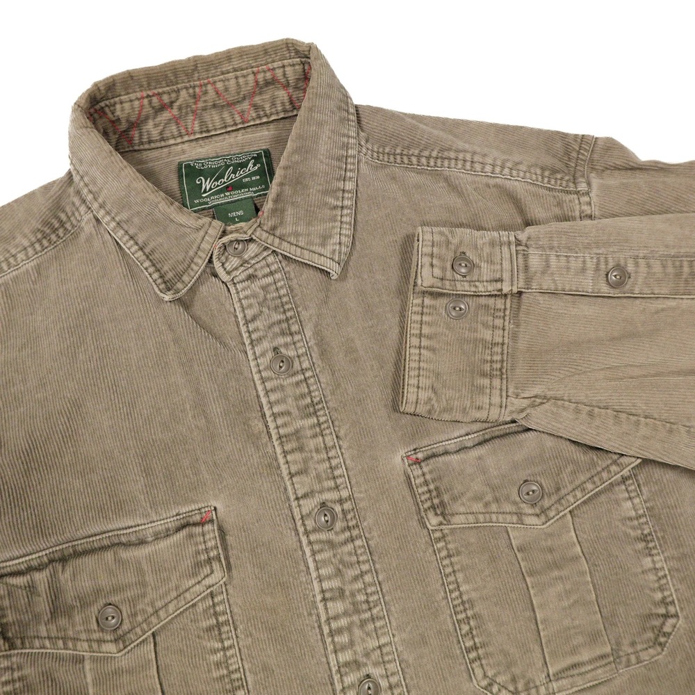 WOOLRICH Men's‎ L Dark Shale Corduroy Long Sleeve Button Down Shacket Jacket